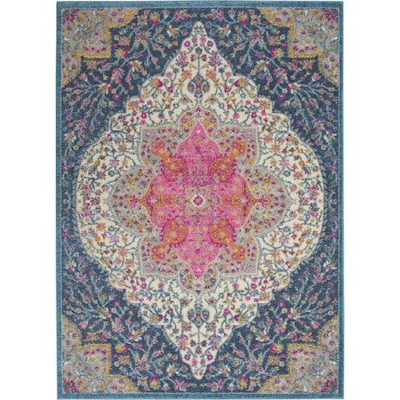 Homeroots 5 x 7 ft. Blue & Pink Medallion Area Rug 385747